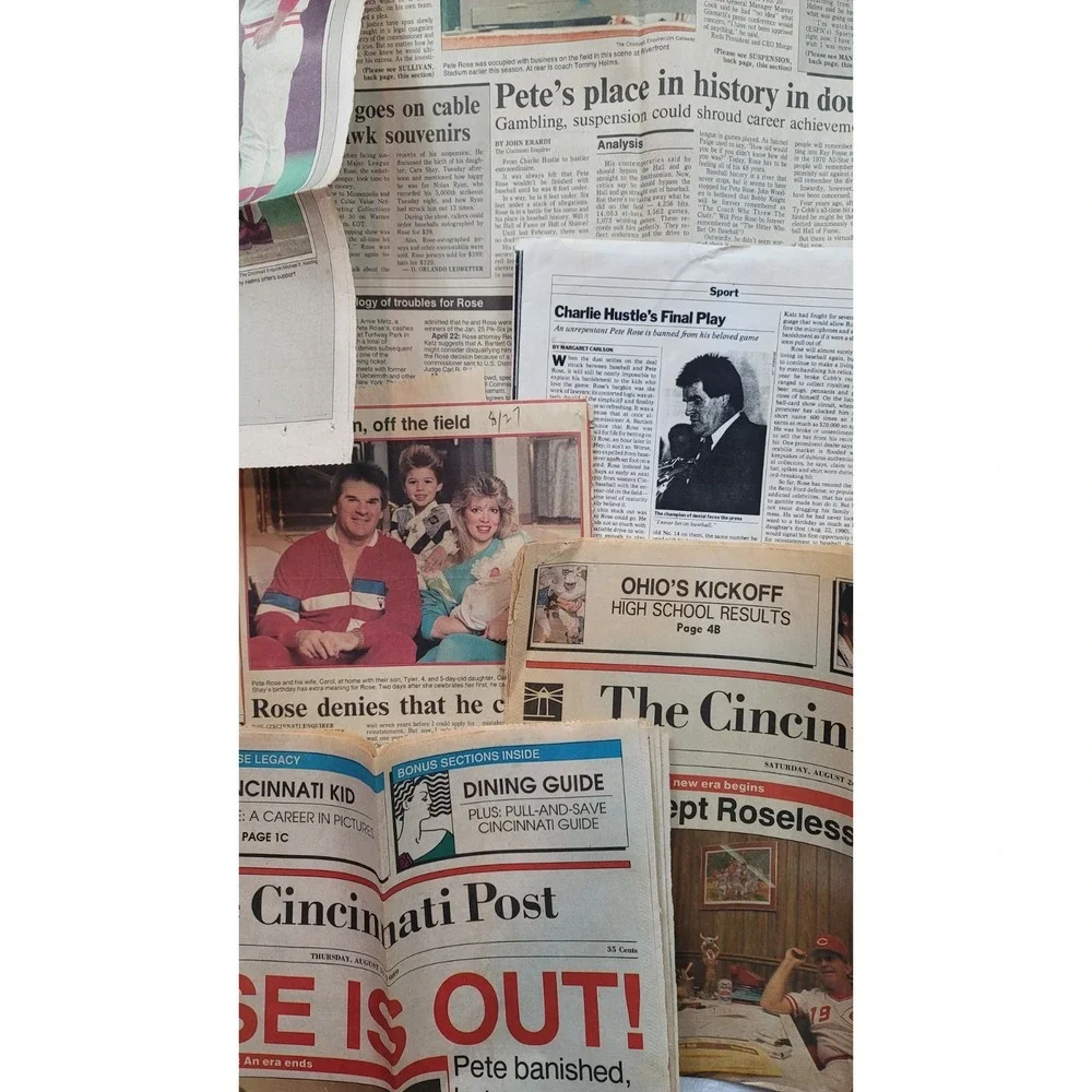Lot Of Pete Rose 1989 Newspaper Clippings MLB Cincinnati Reds